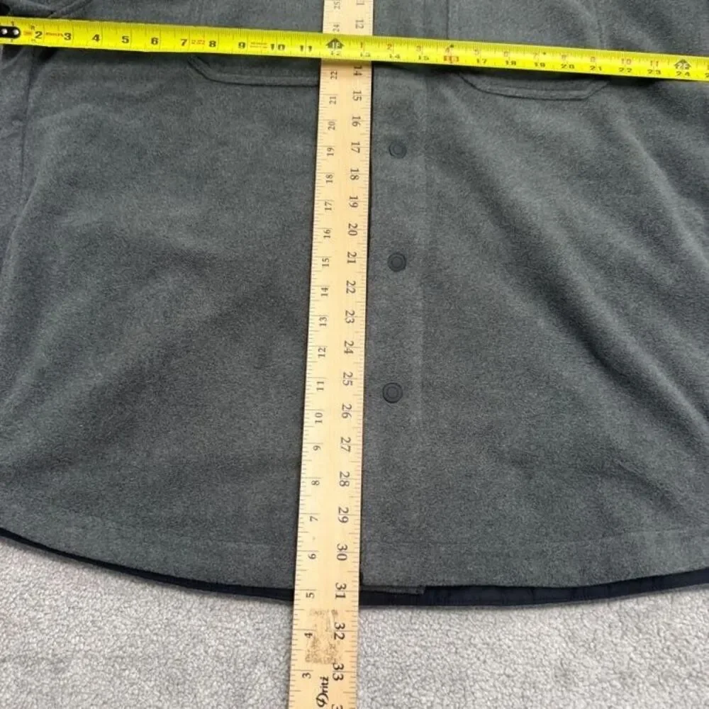 Lands' End Button Down Fleece Shirt Shacket Mens XXL Tall Gray Pockets Outdoor